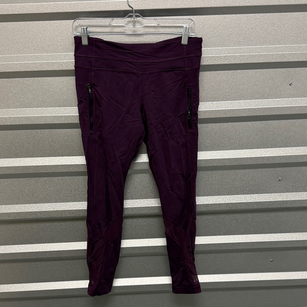 Lululemon Womens Wunder Train Purple Legging Zipper Pockets Compression‎ Size 8